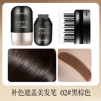 2in1 Plant Hair Dye Stick with Comb Black Brown Long Lasting Temporary Hair Coloring Covered White Hairs Hairline Pen Washable