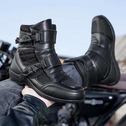 Man Motorcycle Boots New Breathable Anti-fall Rider Road Racing Motorcycle Shoes Microfiber Leather Men's Motos Protection Boot
