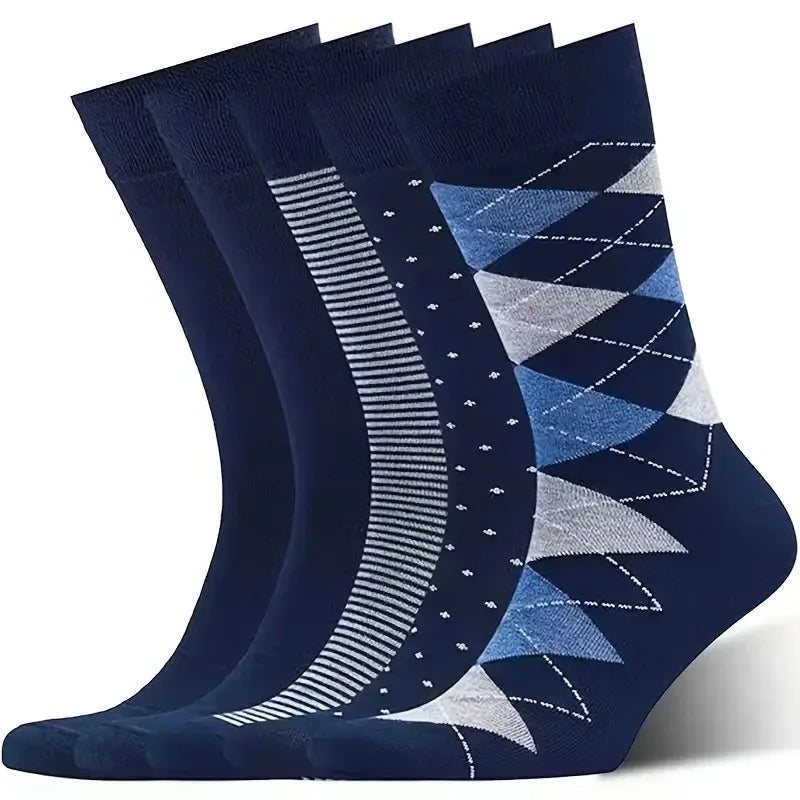 3pair Sock Leisure Athletic Sports Crew Dress Men Solid Color Striped plus-size Business Stockings mid-calf Autumn Winter B8W119