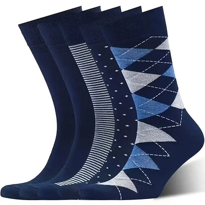 3pair Sock Leisure Athletic Sports Crew Dress Men Solid Color Striped plus-size Business Stockings mid-calf Autumn Winter B8W119