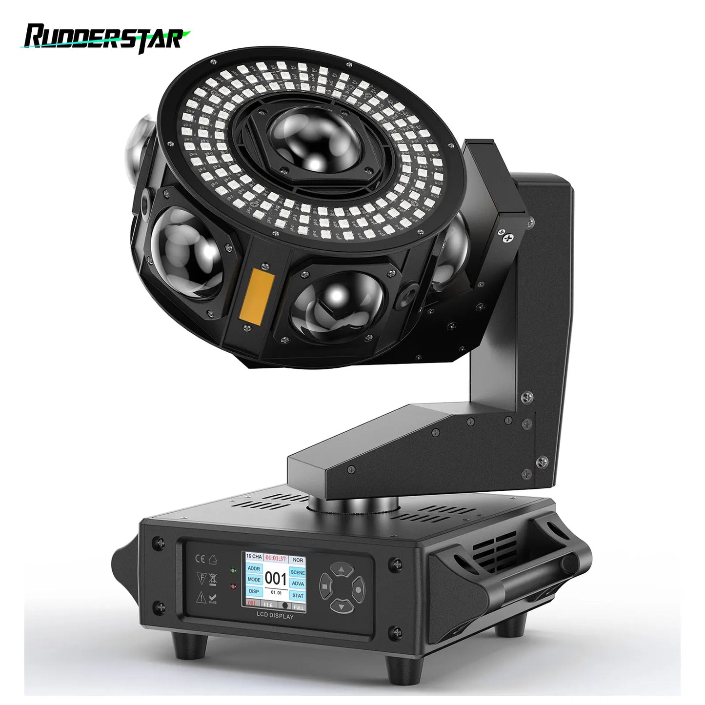 160W LED Moving Head Light Beam RGBW 360°Rotation Stage Effect Lighting Projector DMX512 Sound Control for Disco Party Concert