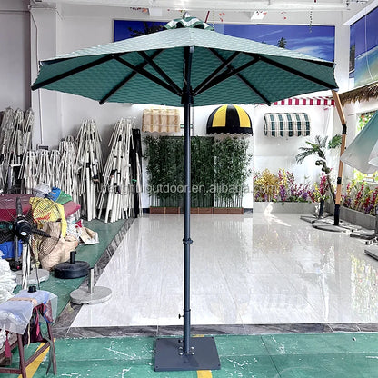 Pink Yellow Blue Striped Parasols Umbrellas Outdoor Luxury Aluminium Market Style Beach Umbrella with Fringe Outdoor for Shop
