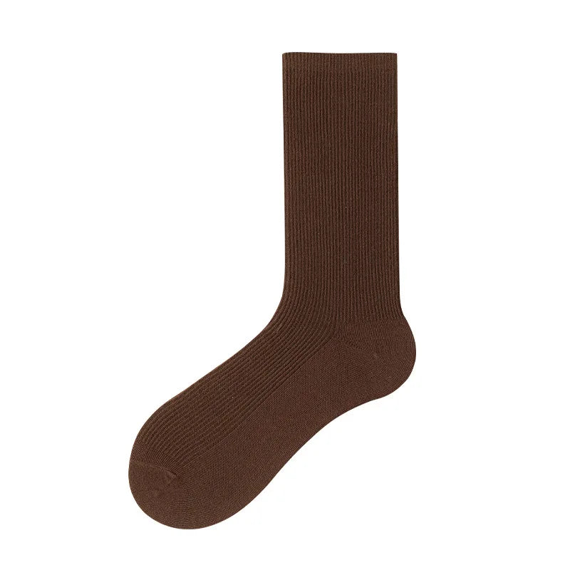Women's Socks New Autumn Casual Simple Solid Color Winter Warm Socks For Women Korean Style Middle Tube Girls Pile Socks