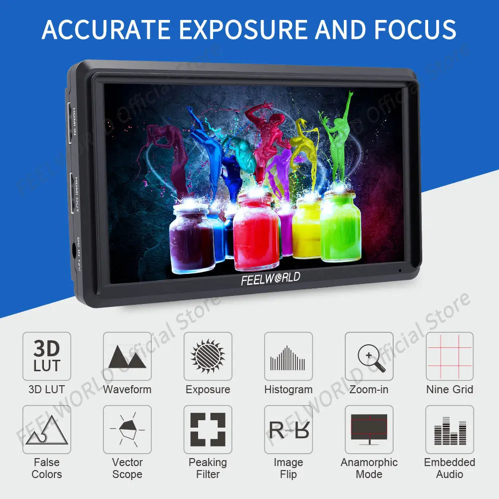 FEELWORLD FW568 V3 6 Inch 3D LUT DSLR Camera Field Monitor IPS Full HD1920 1080 Support HDMI Output With Tilt Arm for Gimbal Rig