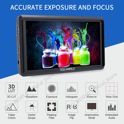 FEELWORLD FW568 V3 6 Inch 3D LUT DSLR Camera Field Monitor IPS Full HD1920 1080 Support HDMI Output With Tilt Arm for Gimbal Rig