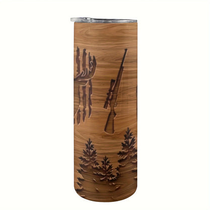 20oz Deer Hunting 3D Print Insulated Skinny Tumbler with Straw and Lid | 304 Stainless Steel Travel Coffee Cup | Festival Gift f