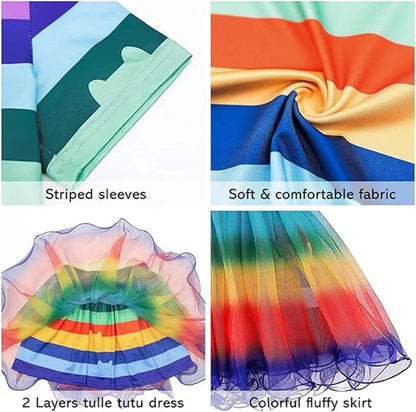 Summer Little Girls Dress Cats T-Shirt With Tutu Skirts For Children Birthday Party Cosplay Halloween Carnival Dress Up Costume