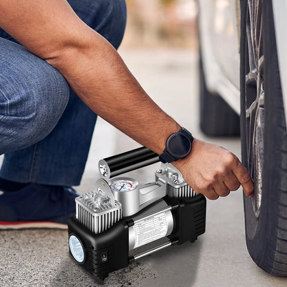 12V Portable Dual Cylinder Air Pump Heavy Duty Car Truck Air Compressor 150PSI Car Digital Tyre Inflator Tyre Inflatable Pump
