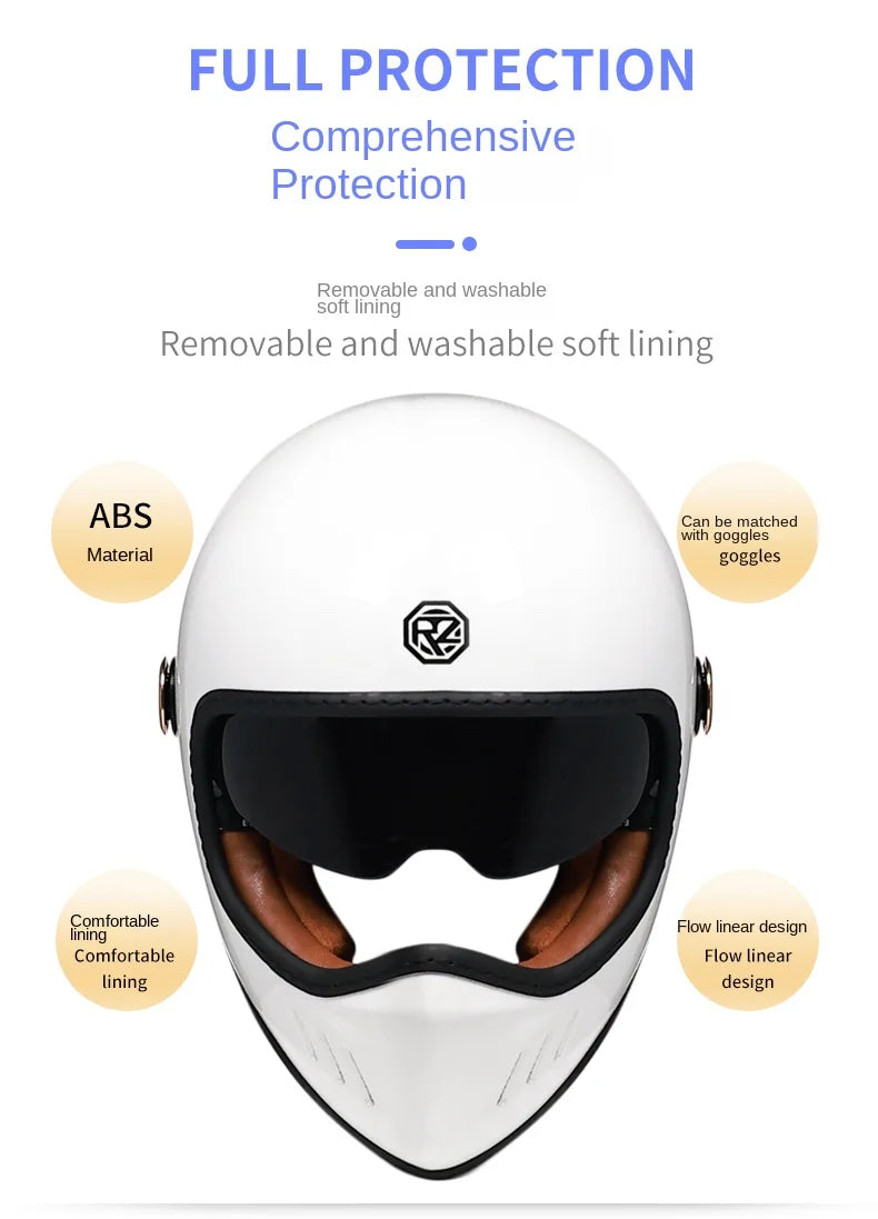 Dot-approved, motorcycle full-cover vintage helmet, Cafe cruiser helmet, PC lenses, suede lining