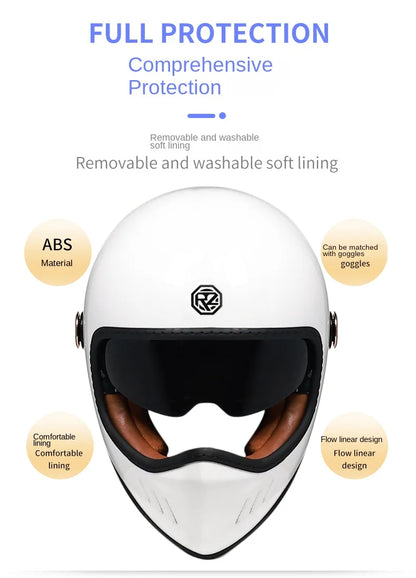 Dot-approved, motorcycle full-cover vintage helmet, Cafe cruiser helmet, PC lenses, suede lining