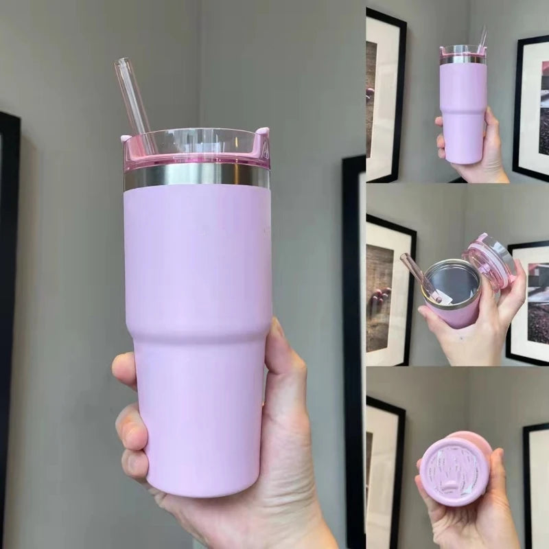 20OZ 304 Stainless Steel Insulated Cup Large Capacity Straw Coffee Travel Cup Cold and Heat Keeping Car Cup Thermos Tumbler