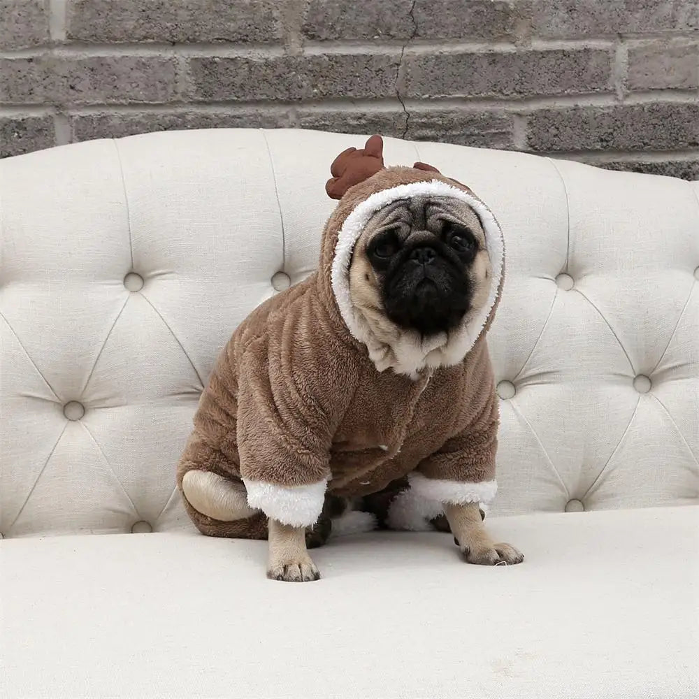 Christmas Elk Costume Winter Warm Dog Clothes For Small Medium Dogs Cat Suit Pet Jumpsuit Coat Chihuahua French Bulldog Outfit