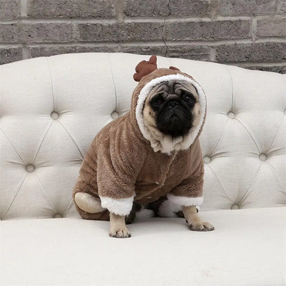 Christmas Elk Costume Winter Warm Dog Clothes For Small Medium Dogs Cat Suit Pet Jumpsuit Coat Chihuahua French Bulldog Outfit