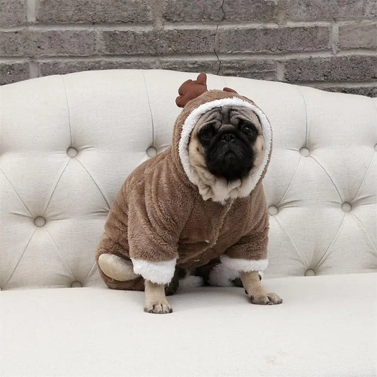 Christmas Elk Costume Winter Warm Dog Clothes For Small Medium Dogs Cat Suit Pet Jumpsuit Coat Chihuahua French Bulldog Outfit
