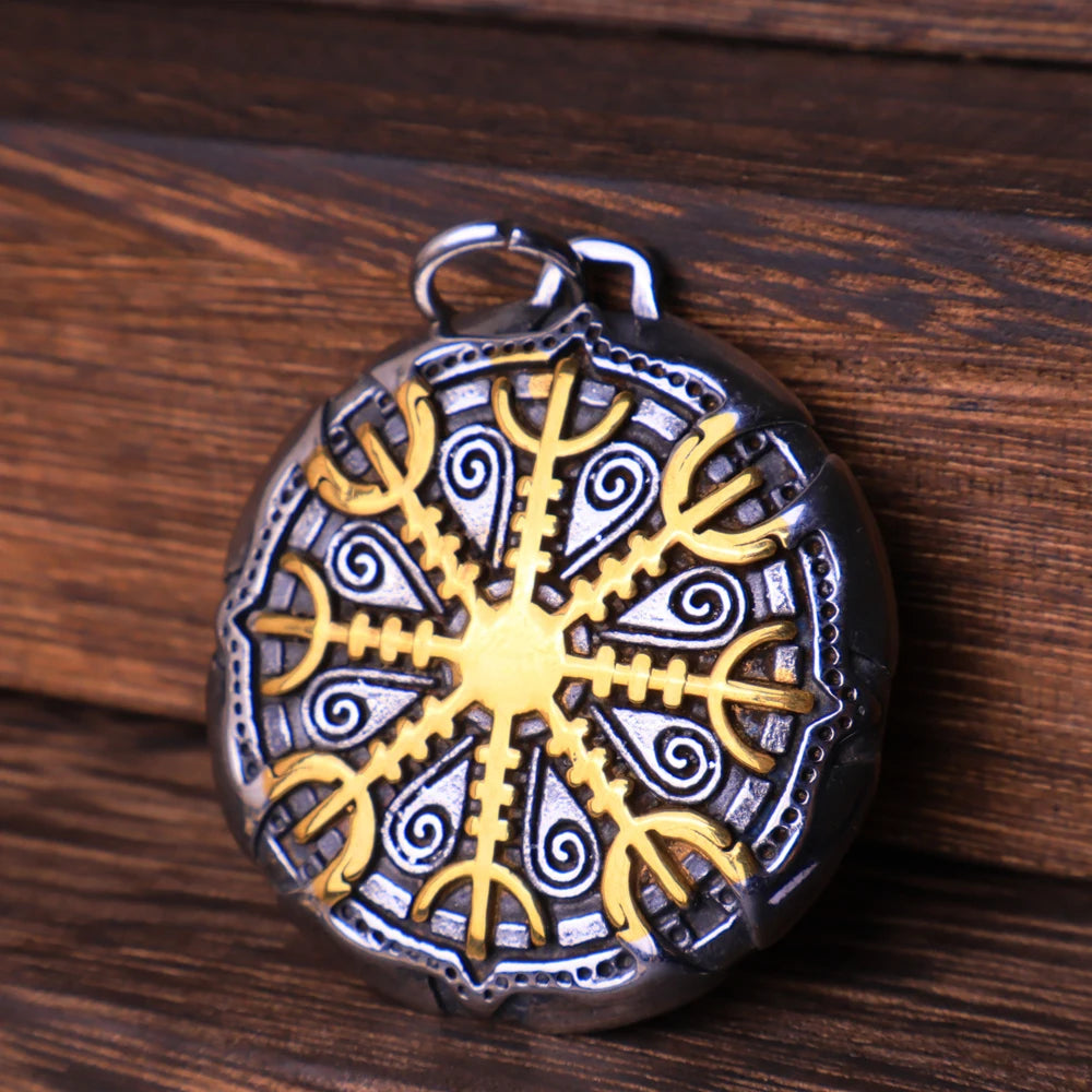 Vintage Vegvisir Viking Compass Pendant Necklace for Men Stainless Steel Fashion Nordic Amulet Beaded Necklace Jewelry Wholesale