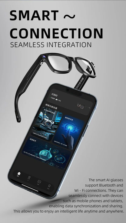 Hiwego New  Smart AI Glasses 800W pixel AI Shooting Camera HD Photo Video Voice Call Translation  Bluetooth Glasses For xiaomi