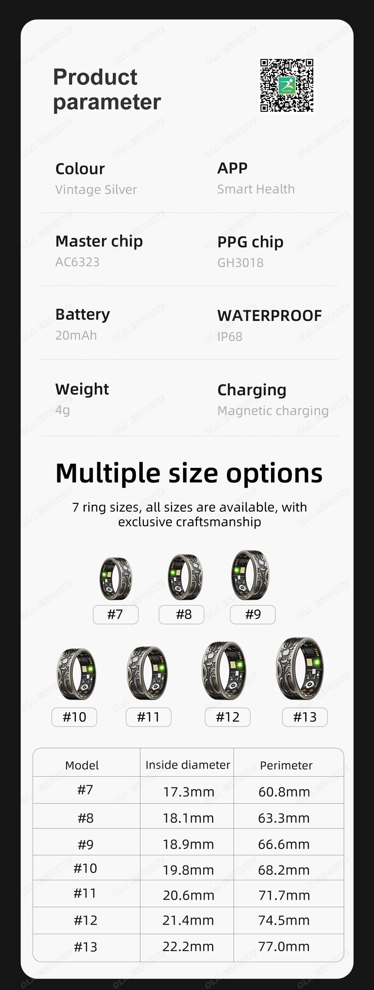 2025 New Smart Ring Men's and Women's Heart Rate Oximetry Sleep Monitor IP68, Multi-Sport Modes Finger Rings for Android and i0s