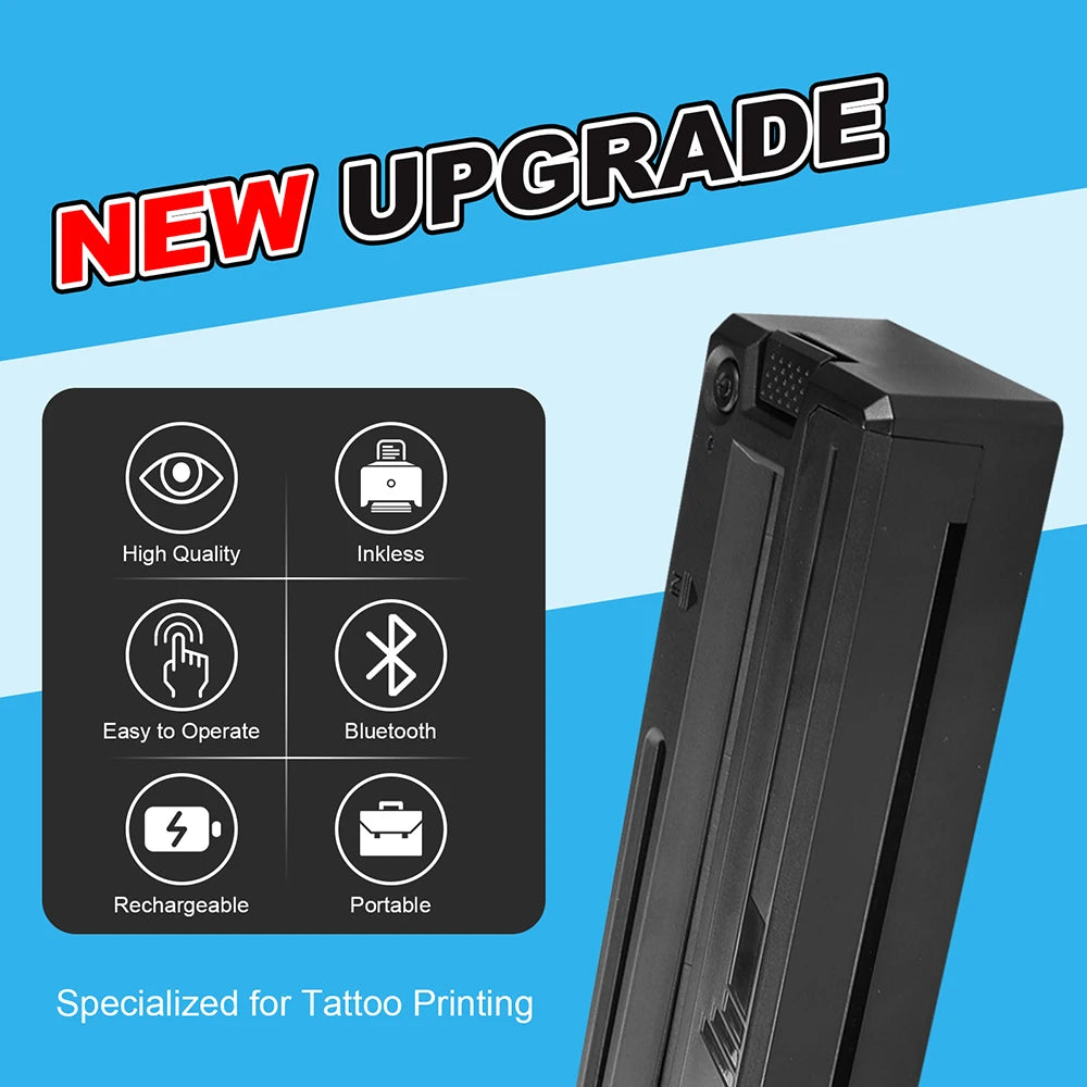 Wireless Tattoo Transfer Machine Kit Portable Wireless Tattoo Stencil Printers with Thermal Stencil Papers Transfer Cream Gel