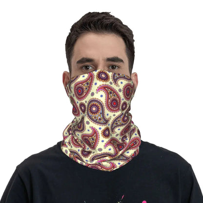 Custom Black Bandana Pattern Bandana Neck Gaiter for Hiking Cycling Women Men Wrap Scarf Paisley Style Headband Warmer