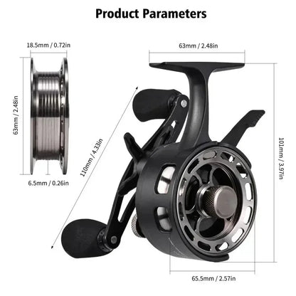 New Gear Ratio 3.2:1 Ice Fishing Reel Large Diameter Spool Built-in Free Spool Metal Spool Smooth Lure Fishing Equipment