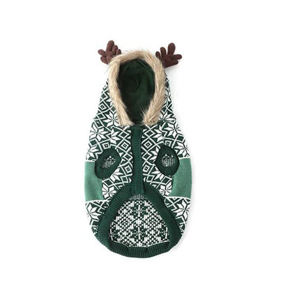 Benepaw Christmas Dog Sweater Winter Warm Reindeer Hooded Knitted Pullover Cat Puppy Clothing Pet Clothes For Small Medium Dogs