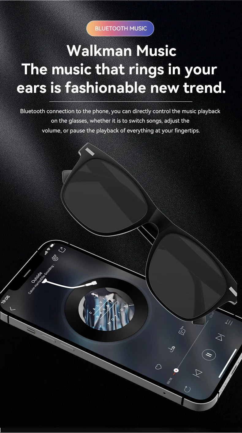 LAXASFIT New Smart Wireless Bluetooth Glasses TWS Listen to music and answer phone calls Men Women Fashion Sunglasses Eyeglasses
