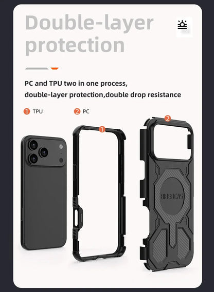 Military Armor Phone Case For iPhone 17 16 15 14 13 Pro Max 17Air 16E Magnetic Wireless Charging Anti-Drop Protective Cover