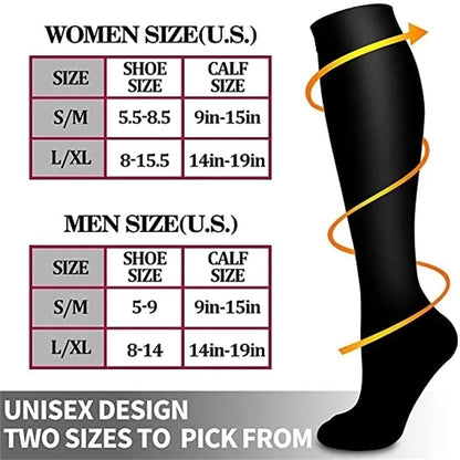 3/6/7 Pairs Compression Socks Women Medical Edema Running Socks Men Knee Length Cycling Socks  Football Basketball Outdoor trave