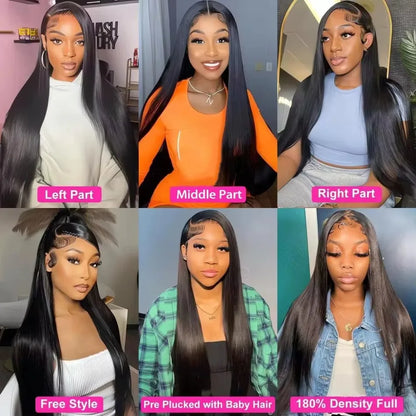 13x6 Bone Straight Hd Transparent 13x4 Lace Front Human Hair Wig 30 40 Inch For Women Pre Plucked With Baby Hair Lace Front Wigs