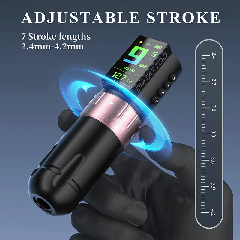 DM Venom 2.4-4.2MM Stroke Wireless Tattoo Machine LED Large Touch Screen 2300mAh Battery Suitable for Permanent Body Art