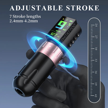 DM Venom 2.4-4.2MM Stroke Wireless Tattoo Machine LED Large Touch Screen 2300mAh Battery Suitable for Permanent Body Art