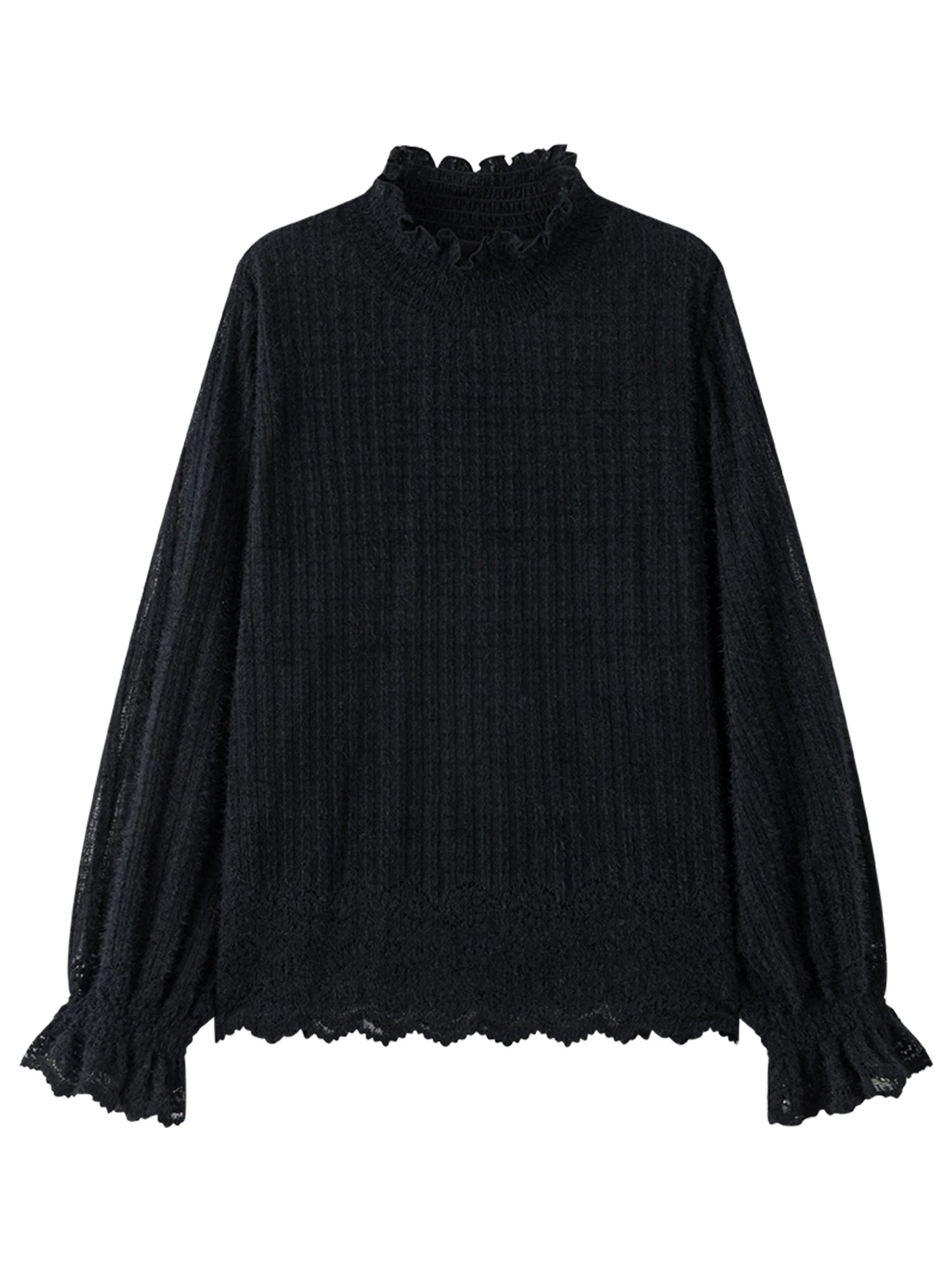 DUSHU Gentle Bottoming T-shirt Women 2025 Autumn and Winter Wear Pullovers Wear Fairy Lace Top Loose All-match Elegant Ladies