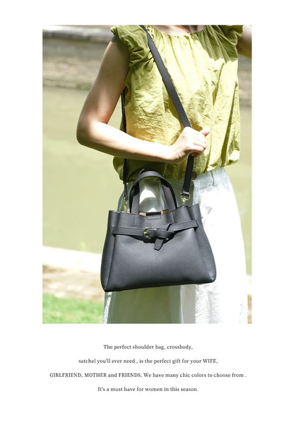 Zency Fashion Genuine Leather Top-handle Bag For Women Luxury Designer Crossbody Bag Zipper Purse Elegant OL Work Bag Tote Sac