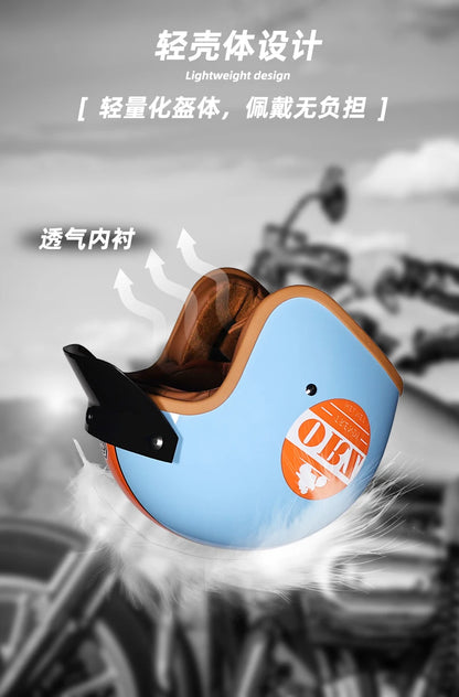 ORZ-508  motorcycle helmet, men's and women's retro cruise half helmet, pedal 3/4 helmet, all season universal