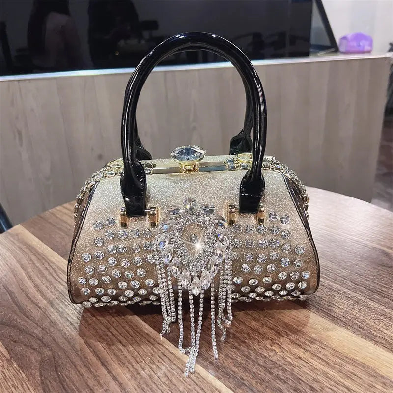 Fashion Diamonds Leather Women's Handbag Small Shoulder Cross-Body Bag New Elegant Evening Bag Portable Girls Party Dinner Bags