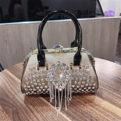 Fashion Diamonds Leather Women's Handbag Small Shoulder Cross-Body Bag New Elegant Evening Bag Portable Girls Party Dinner Bags
