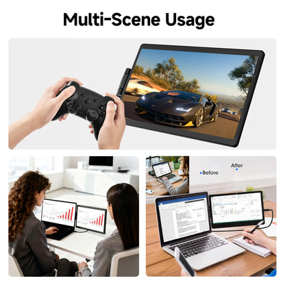 13.3inch Portable Monitor - FHD Laptop Second Expansion Screen For Switch/Phone/Tablet,USB-C HDMI-Compatible,Rotatable Display