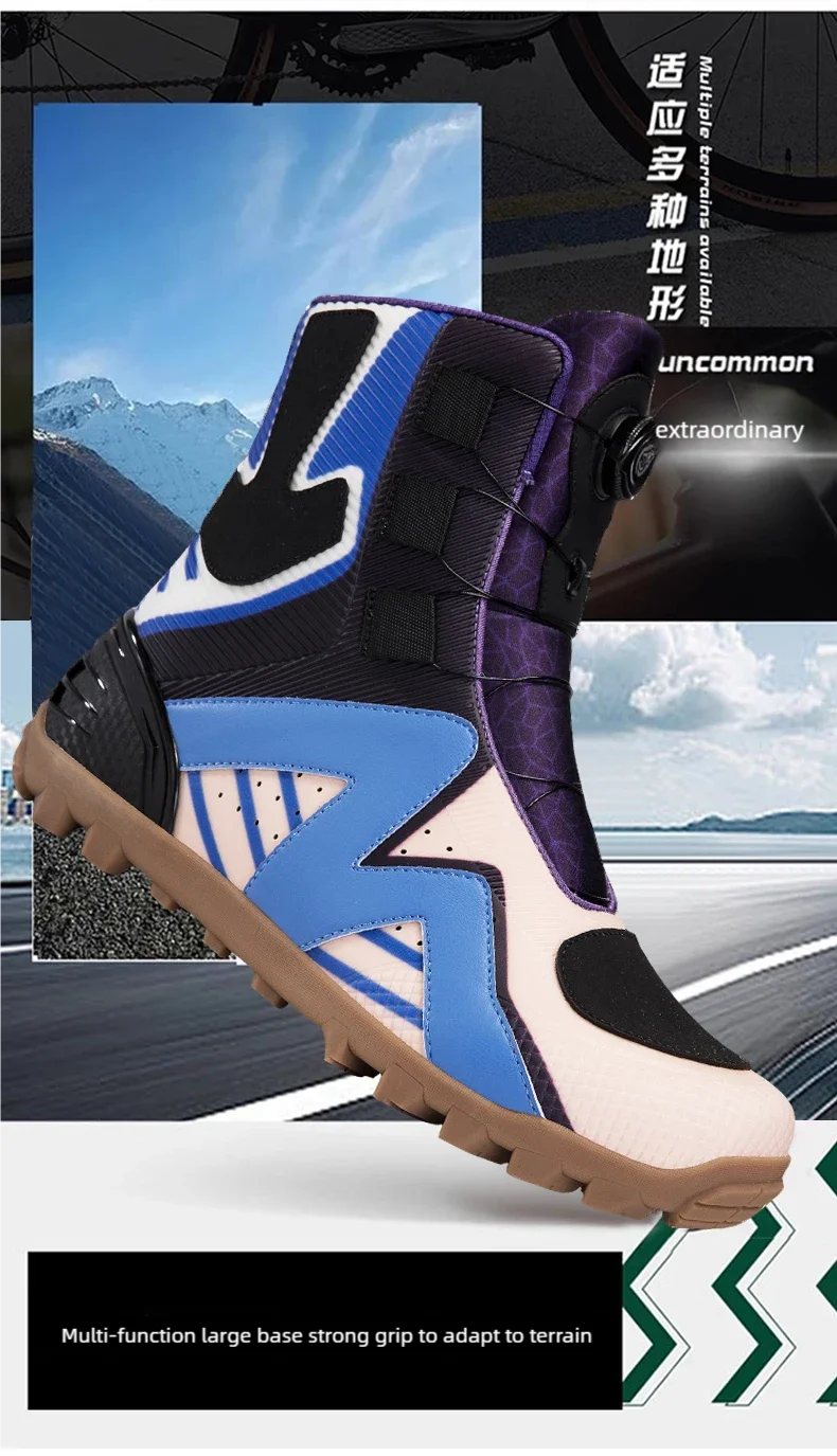 Motorcycle protective riding boots men four season fashion high top anti slip wear-resistant comfortable off-road cycling boots