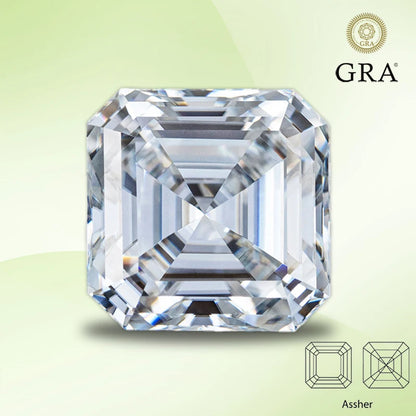 Moissanite Stone Asscher Cut D Color VVS1 Gemstone Lab Grown Diamond for Advanced Jewelry Making Materials with  Certificate