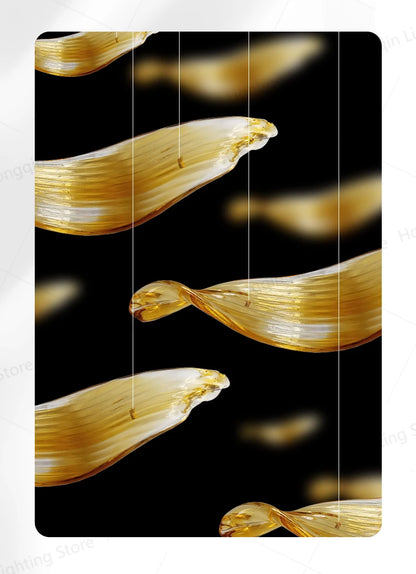 Restaurant Light Decorative Glass Leaf Pendant Chandelier Light Living Room Hotel Pendant Lighting Fixtures For Kitchen Island