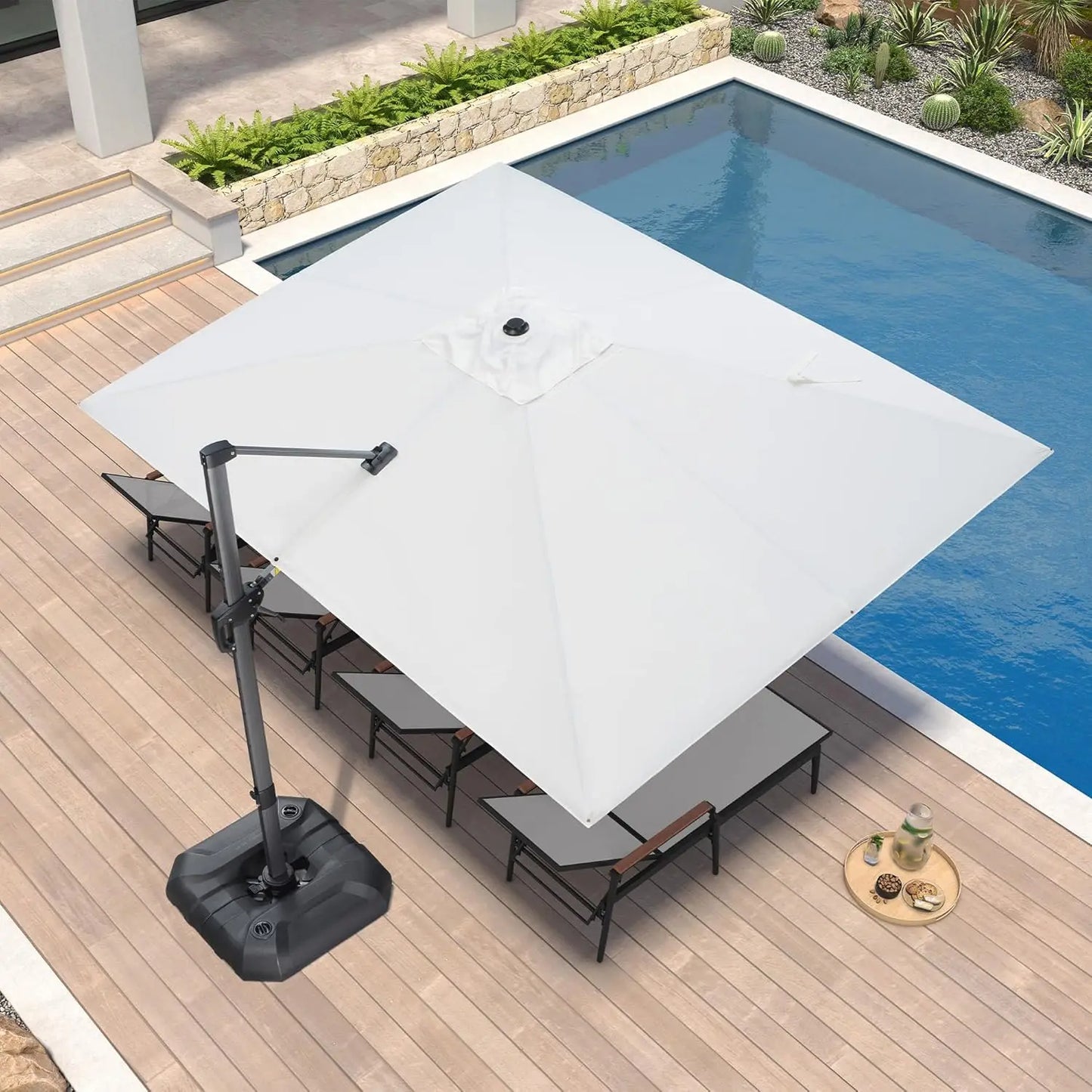 9' X 11.5' Patio Umbrella Outdoor Cantilever Rectangle Umbrella Aluminum Offset Umbrella with 360-degree Rotation, Customized
