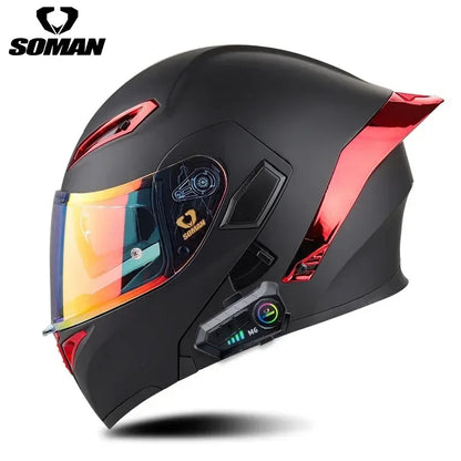 SOMAN Modular Helmet Flip Full Face Motorcycle Helmet Dual Visor Lens Racing Casco casque moto approved 오토바이핼멧