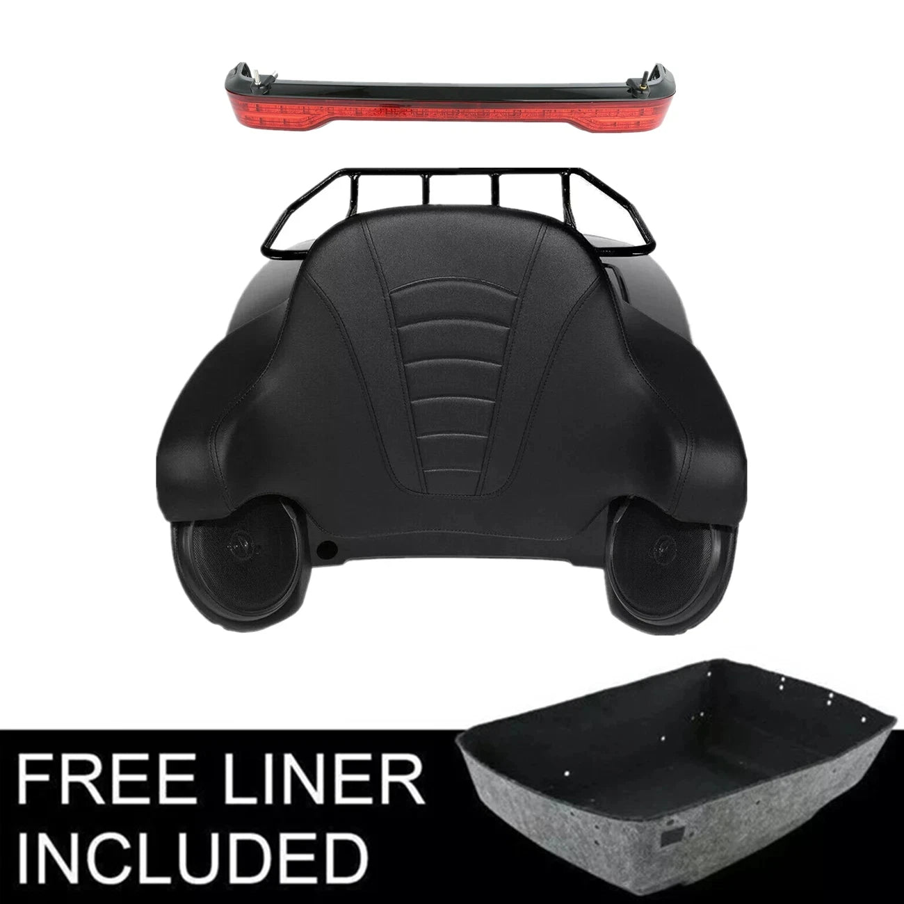 Motorcycle King Trunk LED Tail Light Speakers For Harley Touring Road King Street Glide Electra Glide 2014-2025