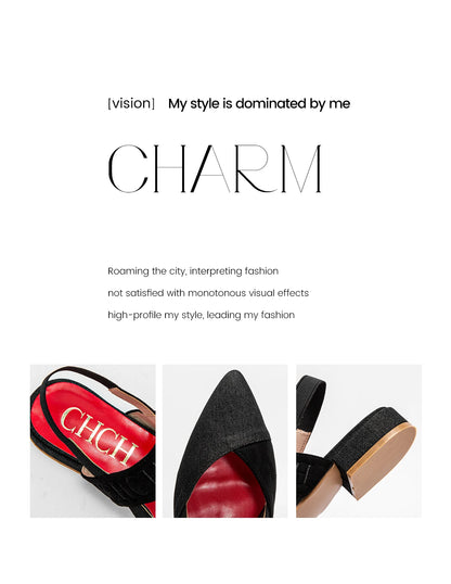Fashionable Color Blocking Design with Denim Fabric Classic and Minimalist Women's Flat Shoes Exquisite Workmanship