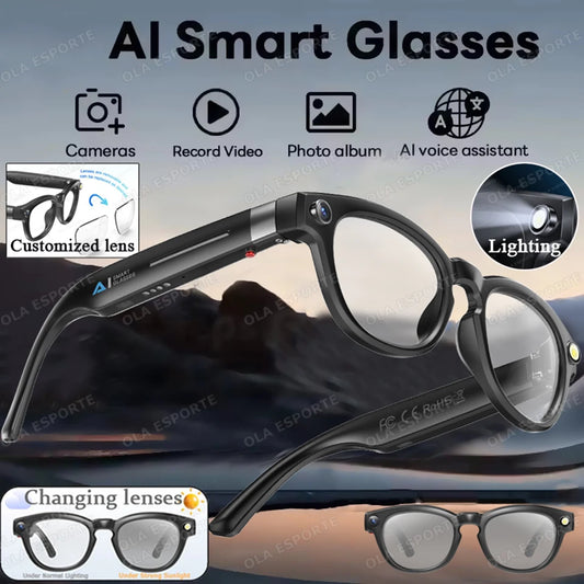 New AI Smart Glasses 4K HD Camera 32GB Memory BT Call Voice Assistant Translate Touch Control Music Player sunglasses Men Women