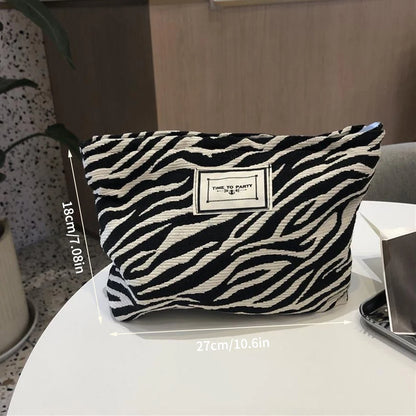 Random Zebra-Print Makeup Bag Toiletry Bag Women'S Handbag Clutch Bag Convenient Large Capacity Storage Bag