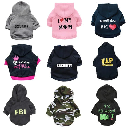 Security Dog Hoodie, Small Dog Coat, Chihuahua Sweatshirt, French Bulldog, Warm Puppy Clothes, XS-L