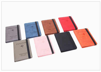 Women Men Travel Passport Holder Cover Case RFID PU Leather Credit ID Card Holder Case Ticket Protective Wallet