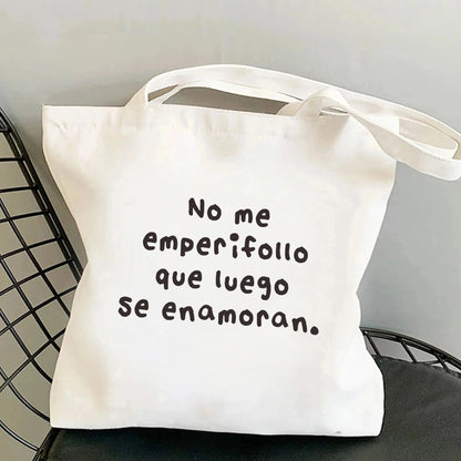 Spanish Women Shoulder Bag Graphic Harajuku Shopper Bags Large Capacity Canvas Tote Handbag No Zipper Eco Casual Girl Handbags