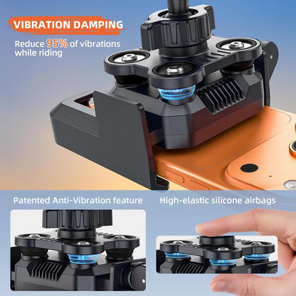 New Anti-Vibration Bicycle Phone Holder 360 Rotating Shock Absorber Quick Release Phone Mount For Electric Bike Motorcycle